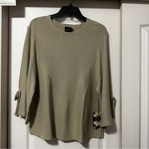 Michelle Nicole Cliche Knit oatmeal now tie sweater top size XL